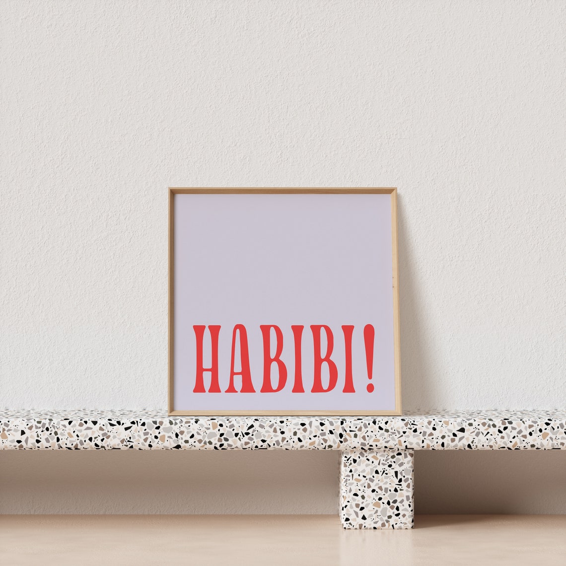 Habibi Retro Red Serif Typography Pop Quote Square Art Poster - Image 2