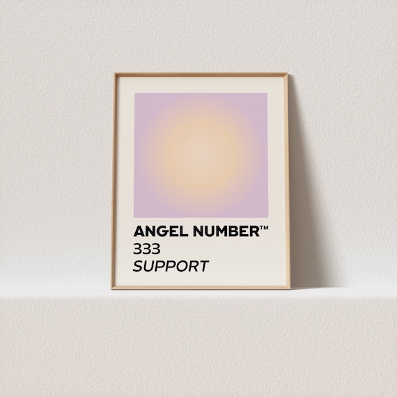 Retro Poster Angel Number 333 Support Stunning Retro Typography Pastel Gradient A Must Have For Your Gallery Wall
