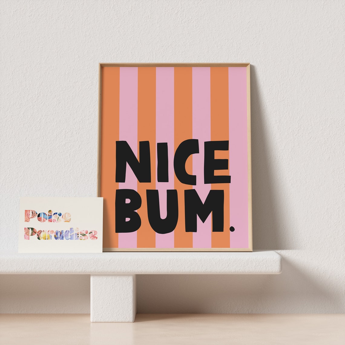 Nice Bum Black Striped Background Funny Bathroom Quote Poster - Image 4