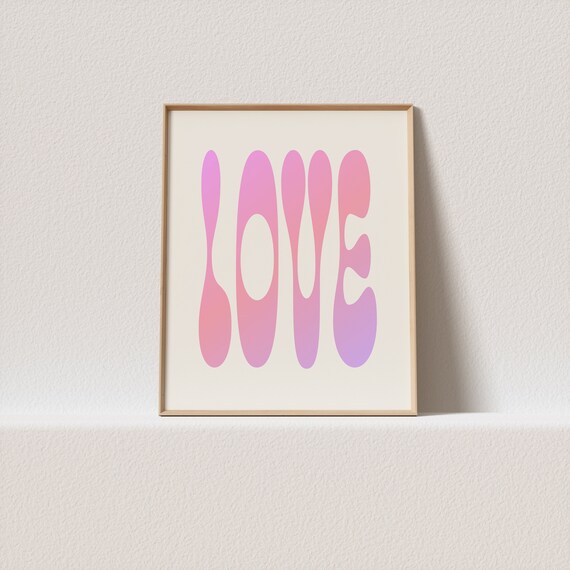 Retro Poster Love Stunning Pink Wall Art Typography A Must Have For Your Gallery Wall A Click Away To Be Yours Forever