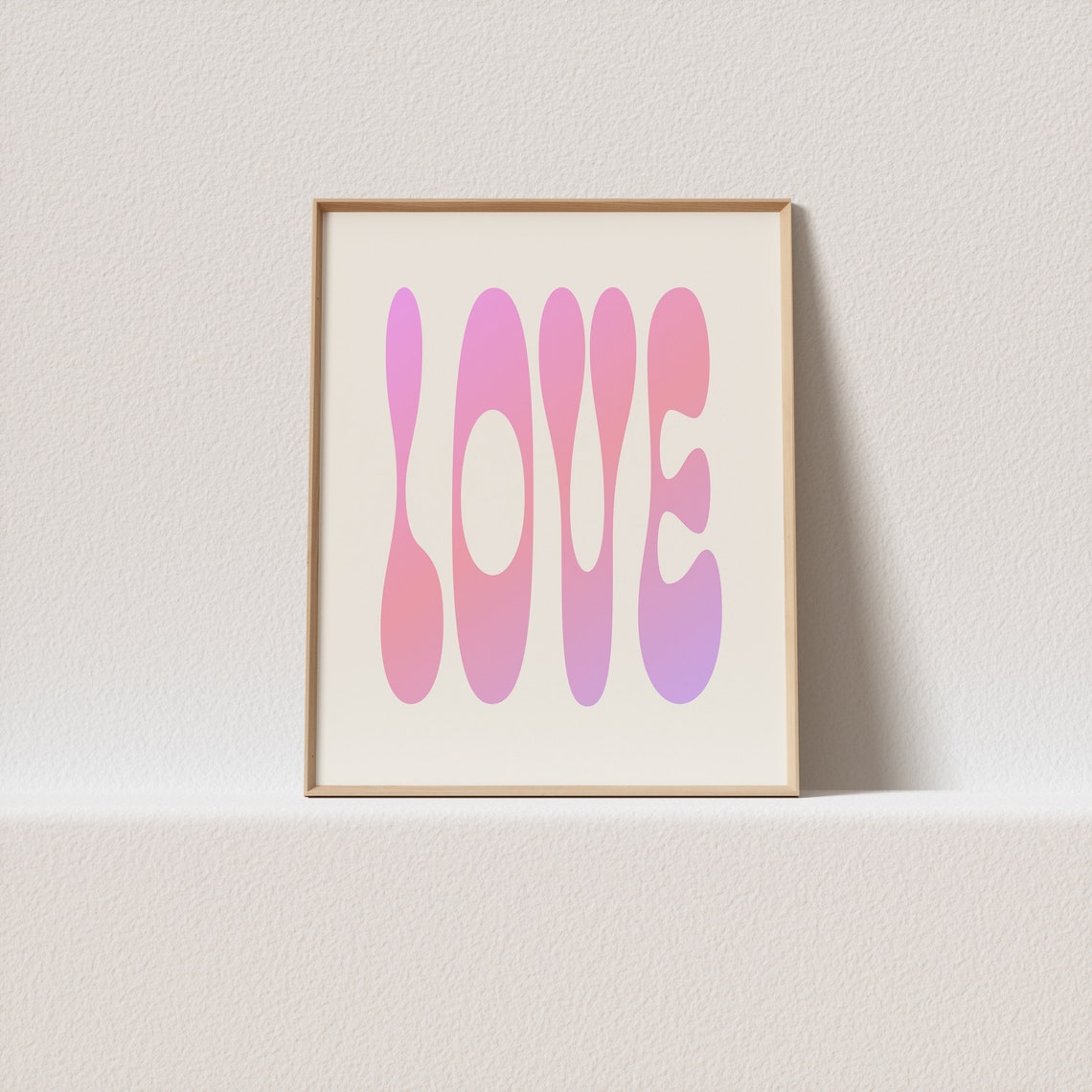 Love Gradient Groovy Tall Typography Pink Purple Word Art Poster