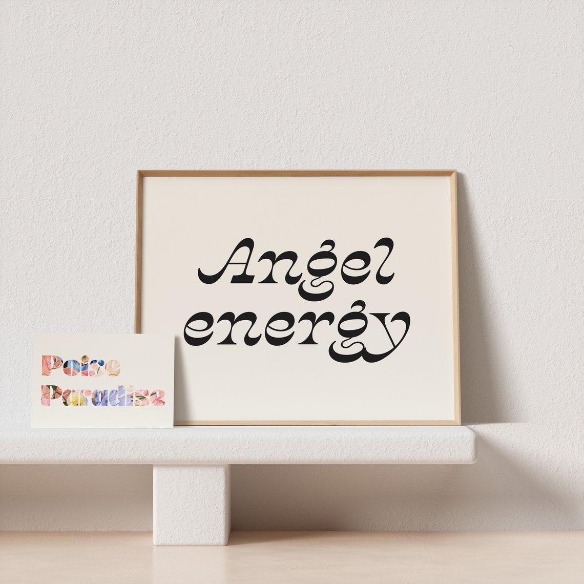 Angel Energy Horizontal Black Script Typography Poster Cream Minimal - Image 4