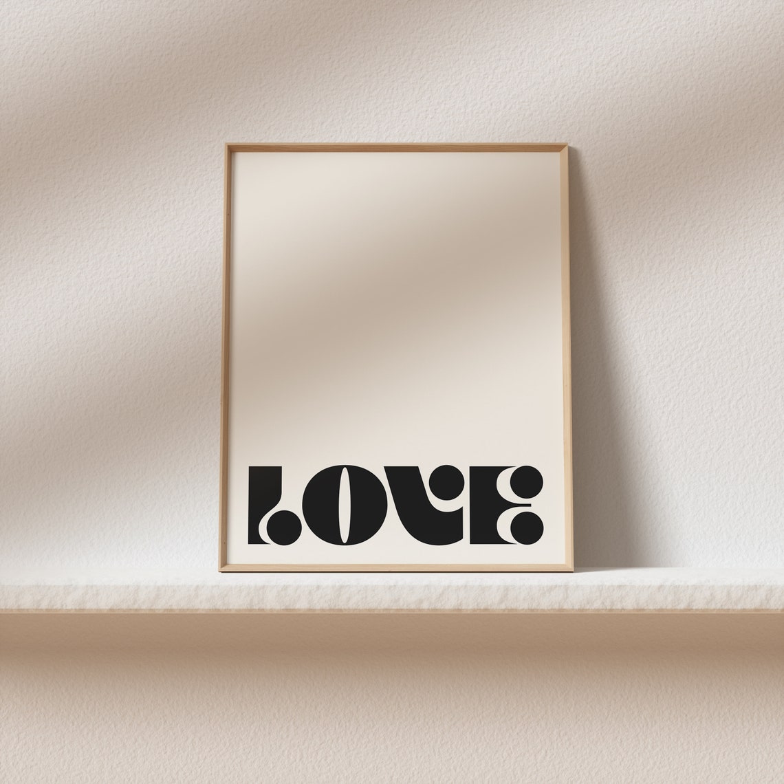 Love Big Retro Letters Black Cream Vertical Typography Poster Minimal - Image 3