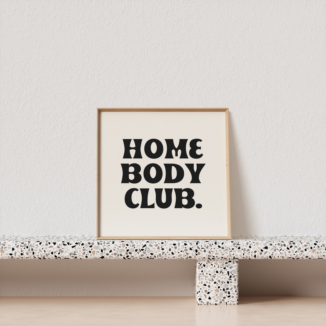 Home Body Club Black Retro Square Cozy Typography Quote Poster - Image 4