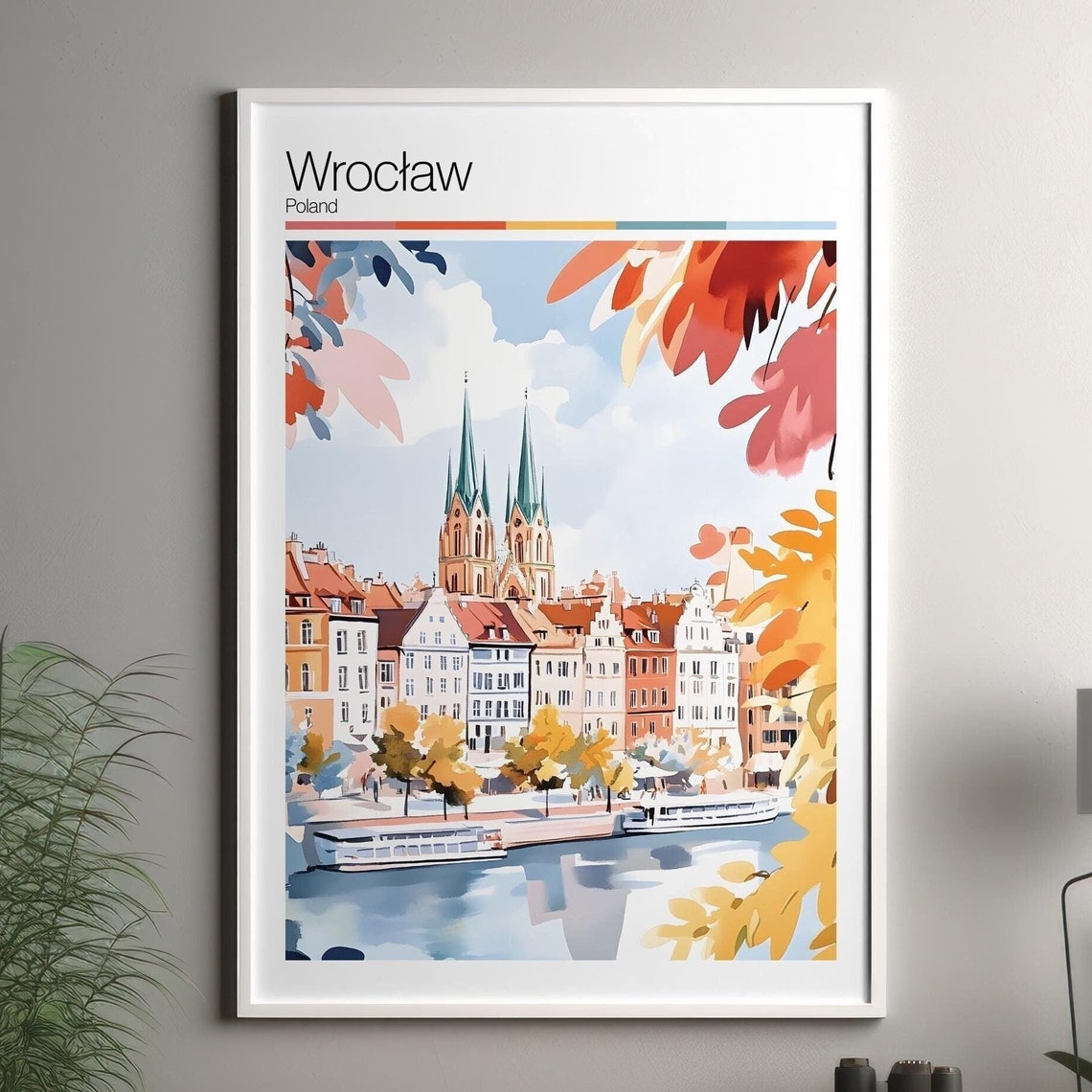 Wroclaw Print Soft Colors Travel Poster Colourful Wall Art Poland City Decor For