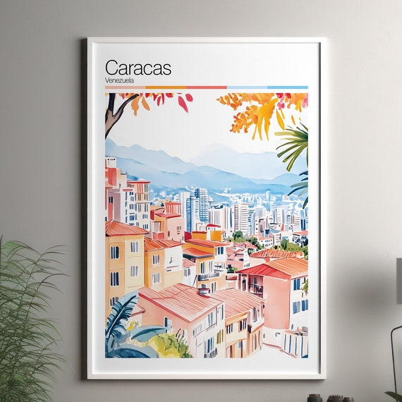 Caracas Print Soft Colors Travel Poster Colourful Wall Art Venezuela City Decor For