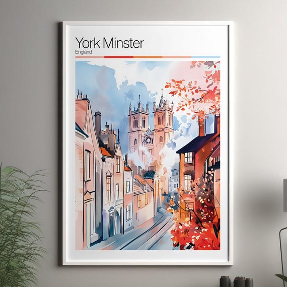 York Minster Soft Colors Travel Poster Print Colourful Wall Art United Kingdom City Decor