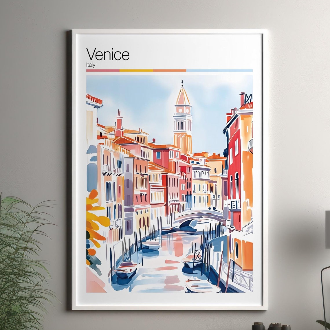 Venice Print Soft Colors Travel Poster Colourful Wall Art Italy City Decor For