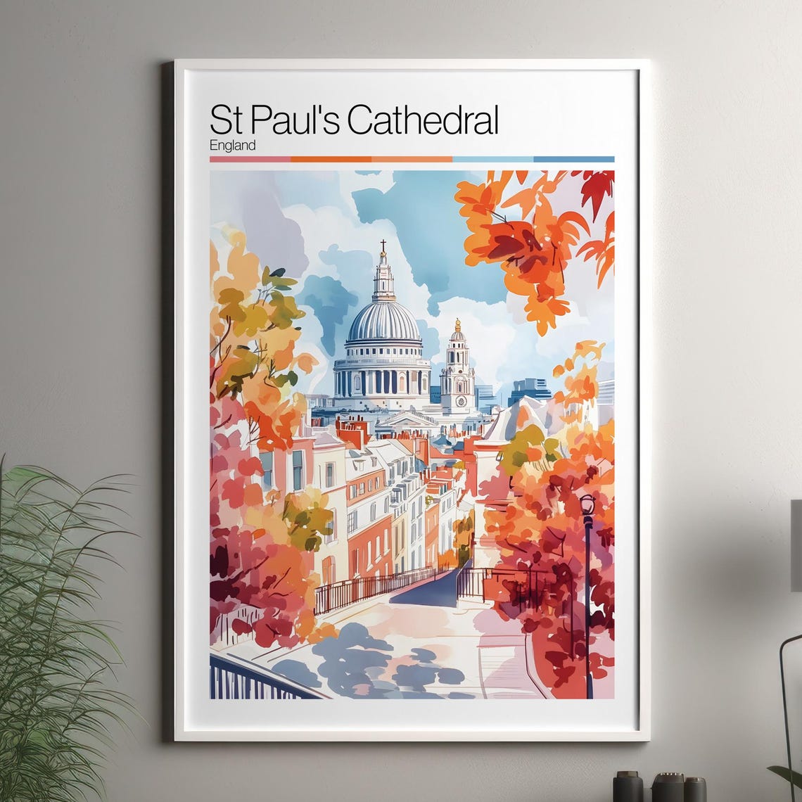 St Pauls Cathedral Soft Colors Travel Poster Print Wall United Kingdom City Decor