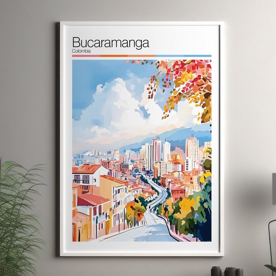 Bucaramanga Print Soft Colors Travel Poster Colourful Wall Art Colombia City Decor