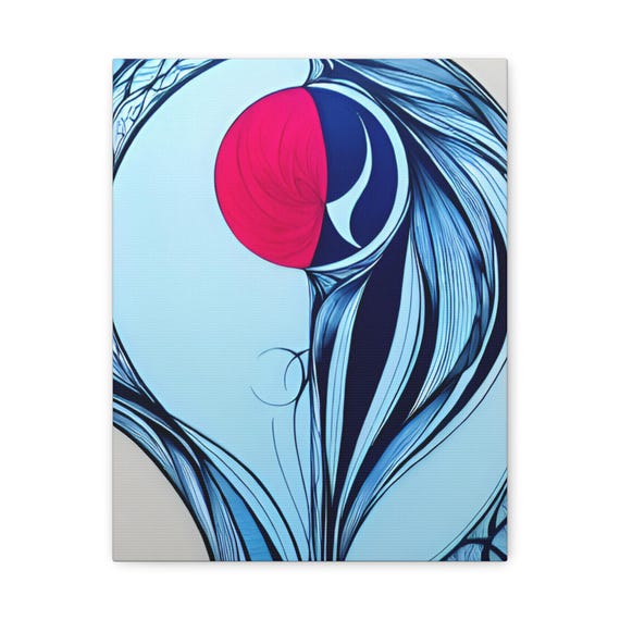 Abstract Red And Blue Canvas Wall Art Modern Home Decor