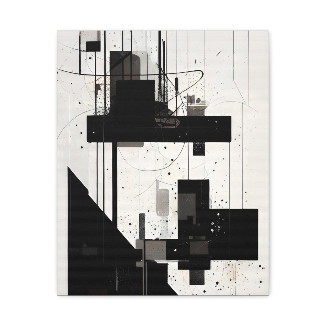 Abstract Black and White Geometric Minimalist Ink Shapes Poster