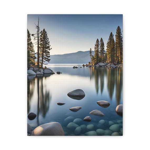Lake Tahoe Canvas Print Serene Mountain Landscape Wall Art