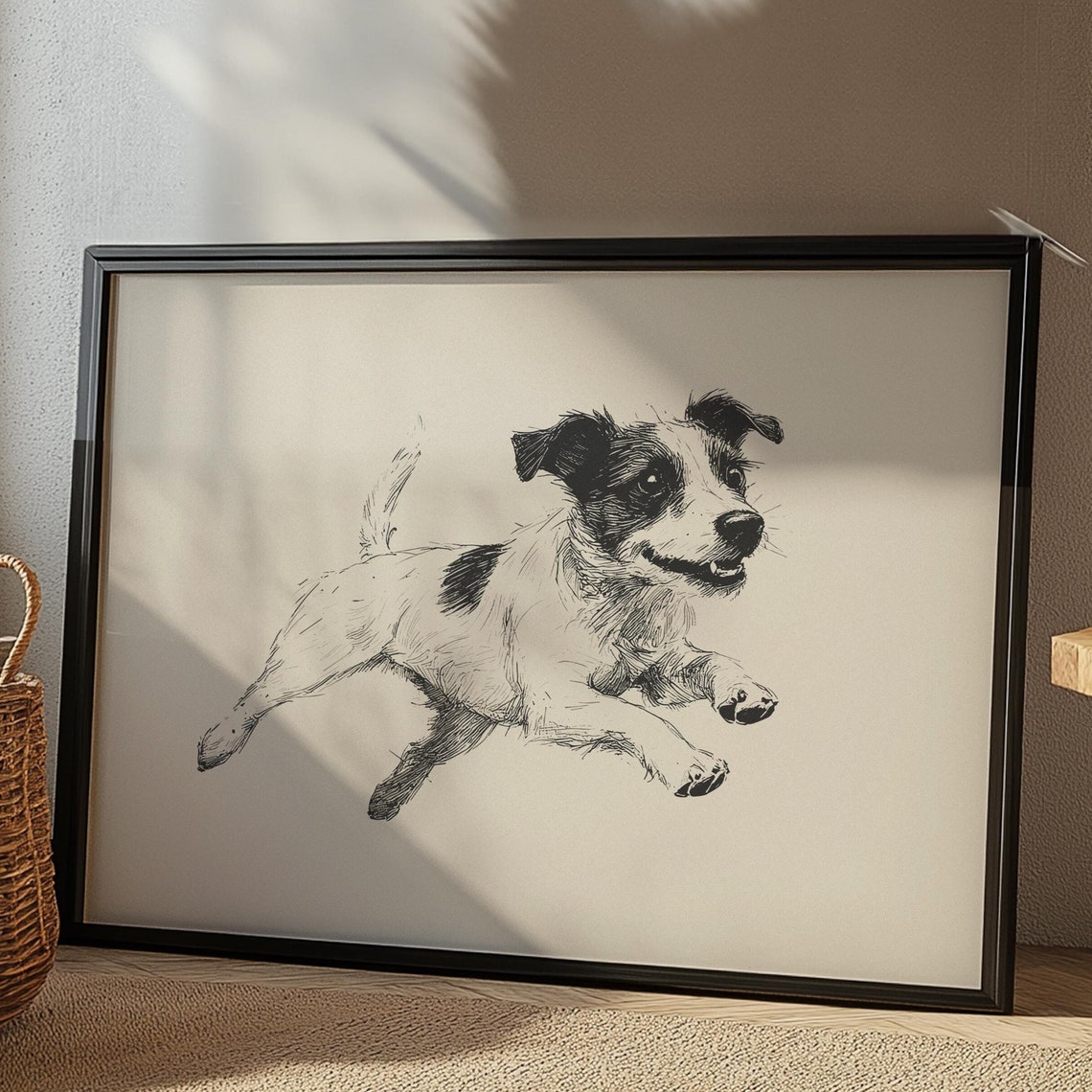 Jack Russell Nursery Print Girls Room Vintage Art Running Dog Wall Art Boys Room Decor Baby Nursery Poster Dog Drawing Dog Painting