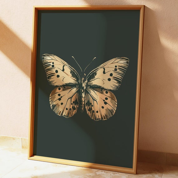 Butterfly Nursery Poster Green Kids Room Decor Butterfly Vintage Print Girl Nursery Art Painting Baby Room Decor Butterfly Drawing