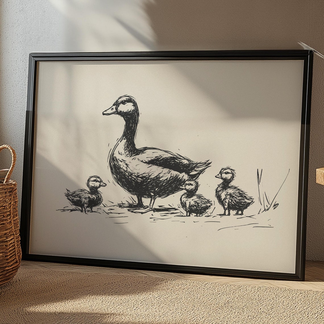 Nursery Duck Print Duck Baby Room Poster Animals Retro Print Girls Nursery Art Drawing Boys Nursery Wall Art Farm Animal Vintage Sketch