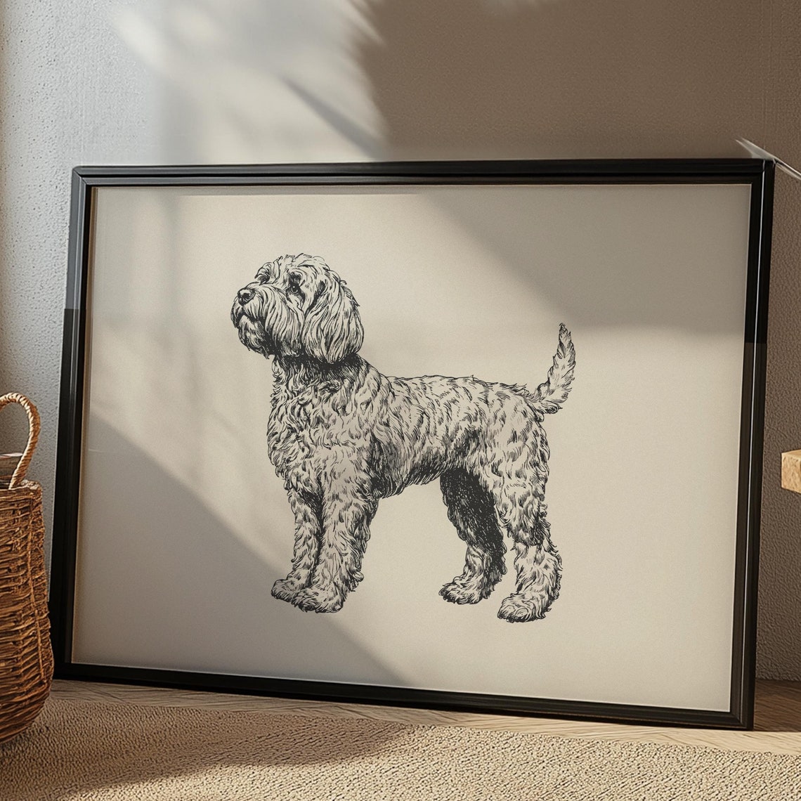 Labradoodle Nursery Retro Print Girls Room Wall Art Dog Wall Decor Boys Room Puppy Poster Baby Nursery Sketch Dog Drawing Painting