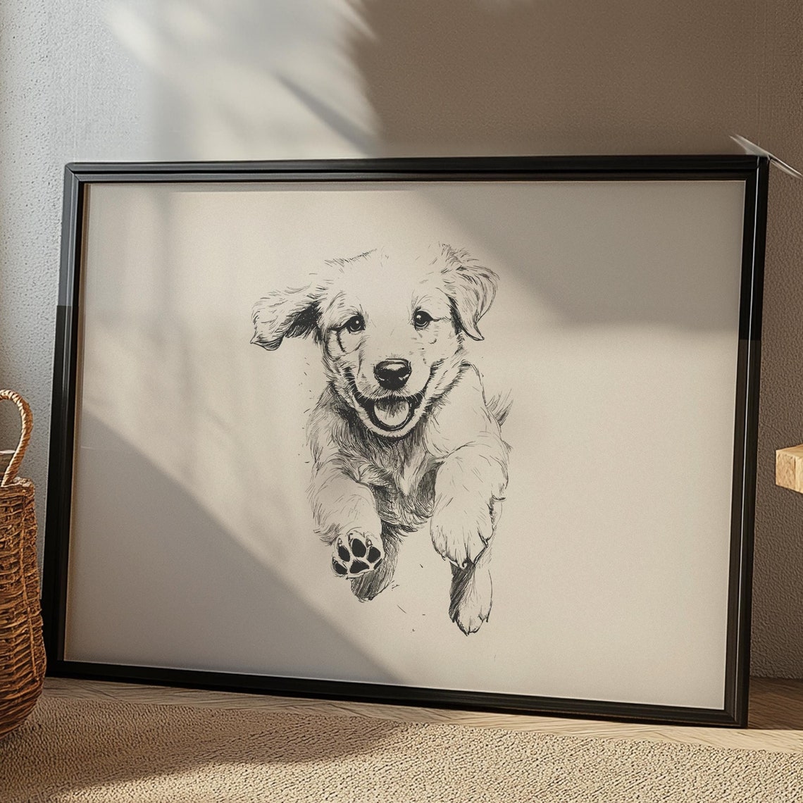 Golden Retriever Puppy Print Nursery Puppy Art Dog Vintage Poster Kids Room Wall Art Puppy Drawing Girl Nursery Art Boy Nursery Decor