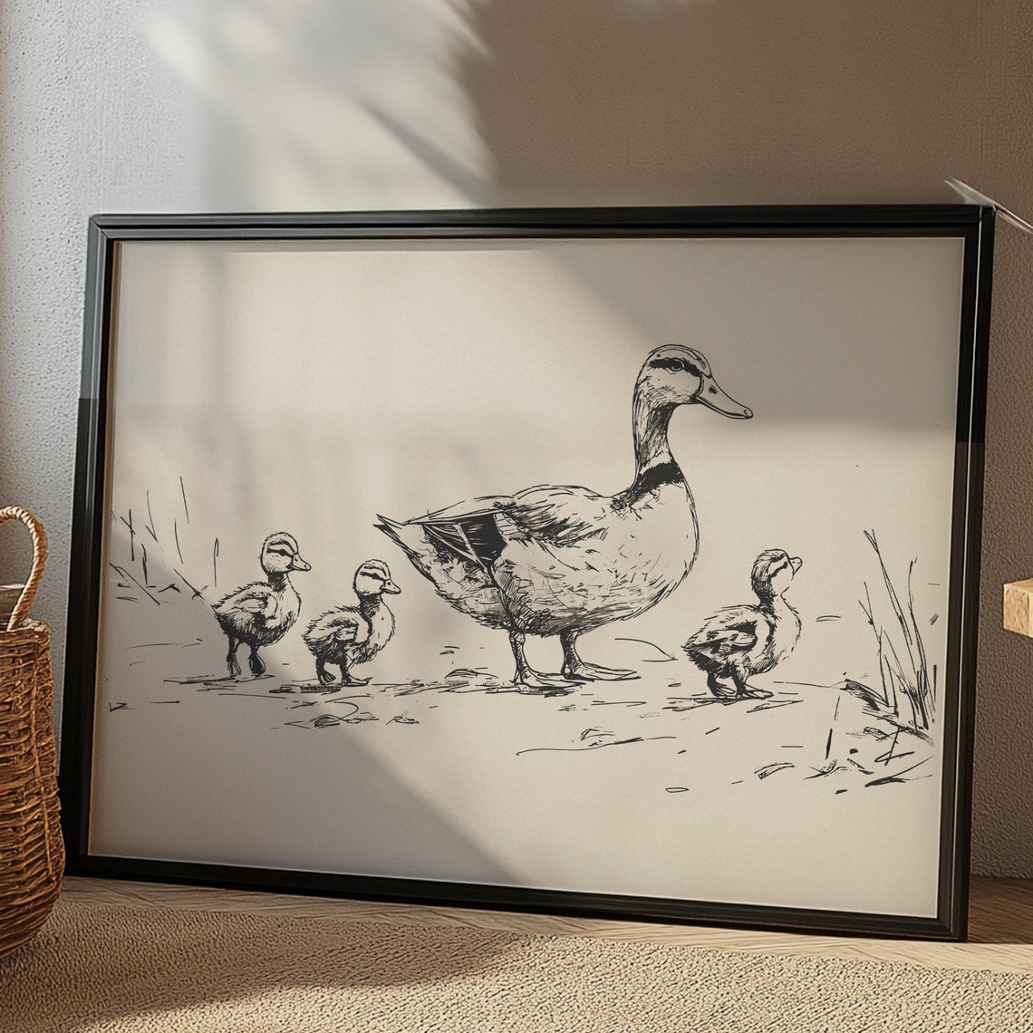 Farm Animal Vintage Print Nursery Duck Poster Duck Baby Room Art Animals Retro Drawing Girls Nursery Art Decor Boys Nursery Wall Art