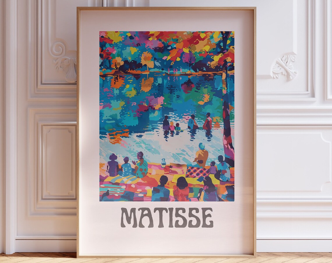 Henri Matisse Lakeside Picnic Autumn Trees Bright Colorful Poster