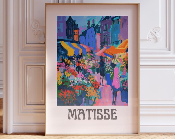 Henri Matisse Flower Market At Dusk Pink Evening Scene Art Poster