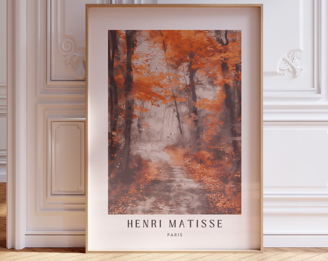 Henri Matisse Paris Misty Autumn Forest Path Orange Fall Poster