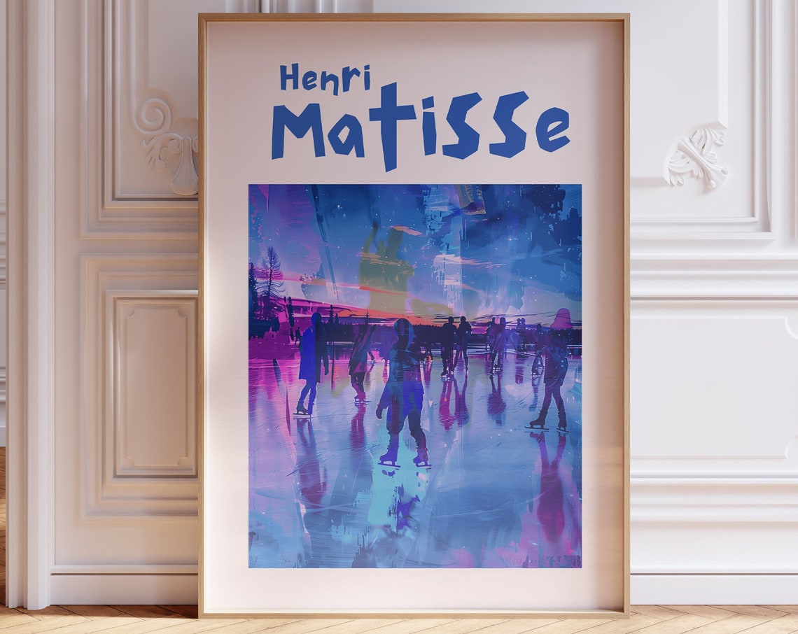 Henri Matisse Dusk Ice Skaters Purple Winter Night Scene Poster
