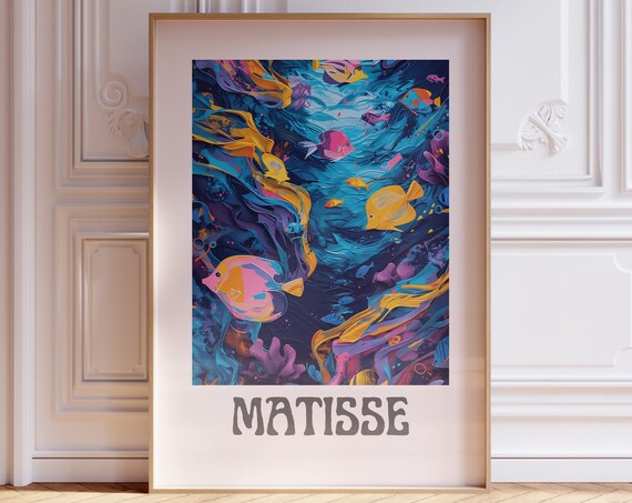 Henri Matisse Colorful Underwater Fish Coral Scene Art Poster