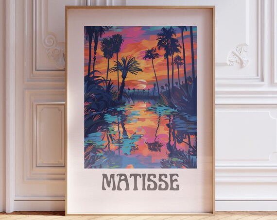 Henri Matisse Inspired Print With Frame Matisse Art Print Livingroom Wall Art Artful Matisse Framed Poster Gallery Wall Printed Matisse