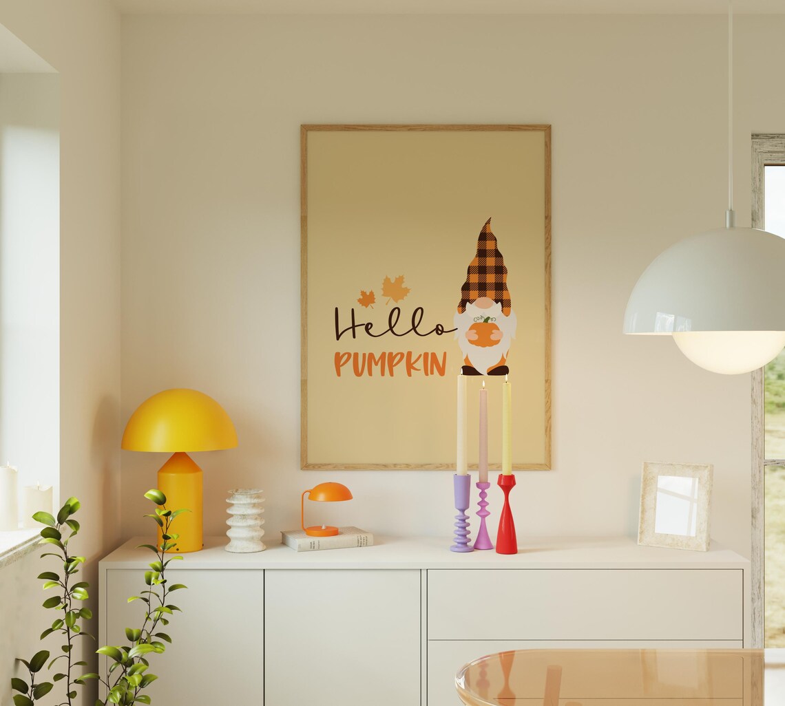 Hello Pumpkin Print Cute Fall Prints Fall Gallery Wall Art Autumn Wall Art - Image 2