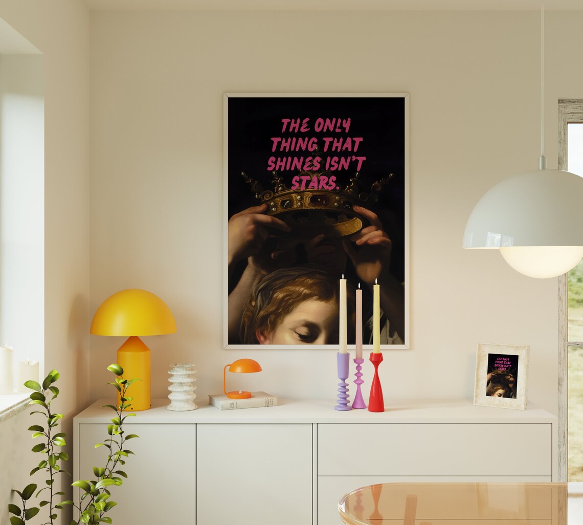 Altered Vintage Portrait Crown Pink Feminist Quote Girl Boss Poster - Image 3