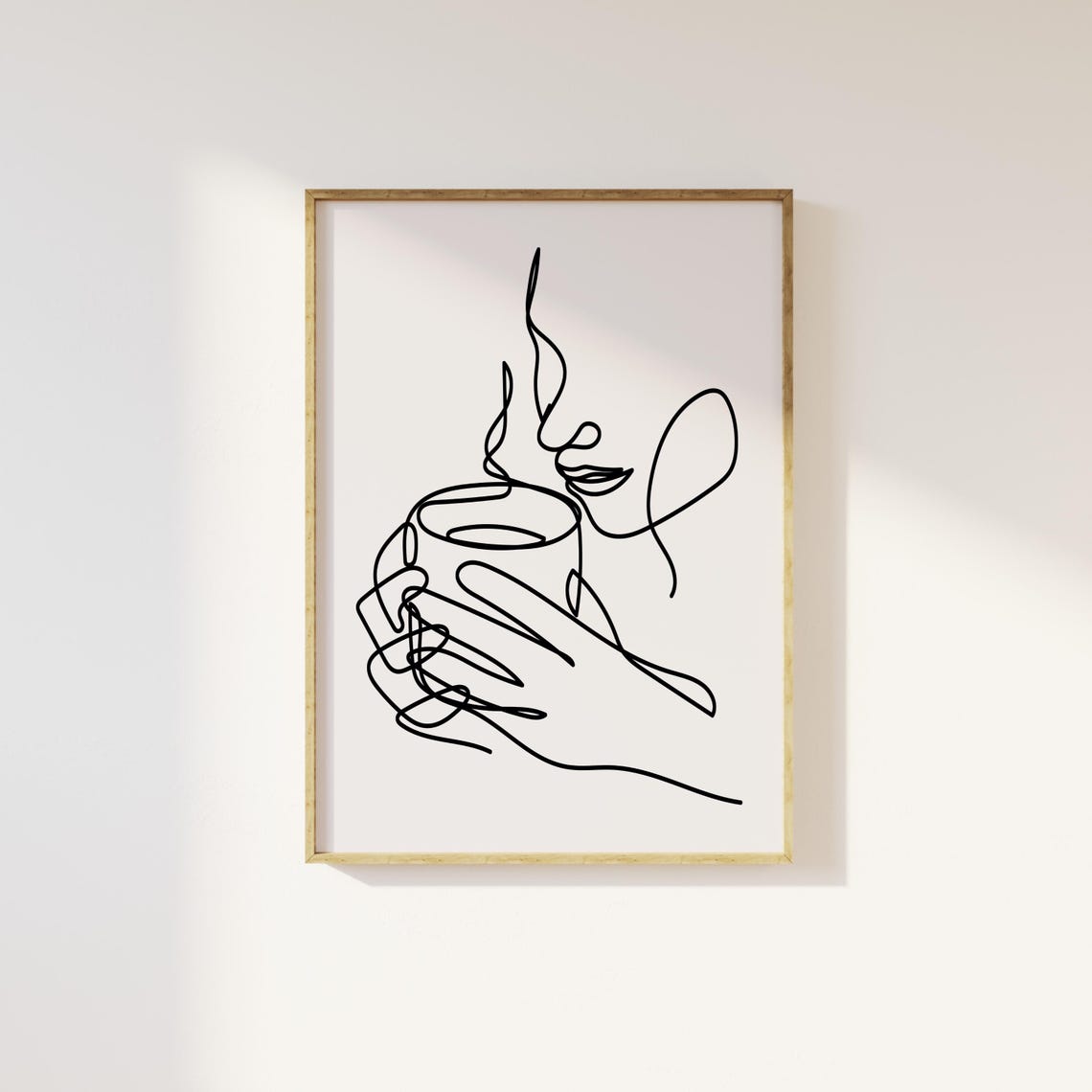 Coffee Wall Art Coffee One Line Art Modern Minimal Coffee Print Kitchen Wall Decor - Image 3