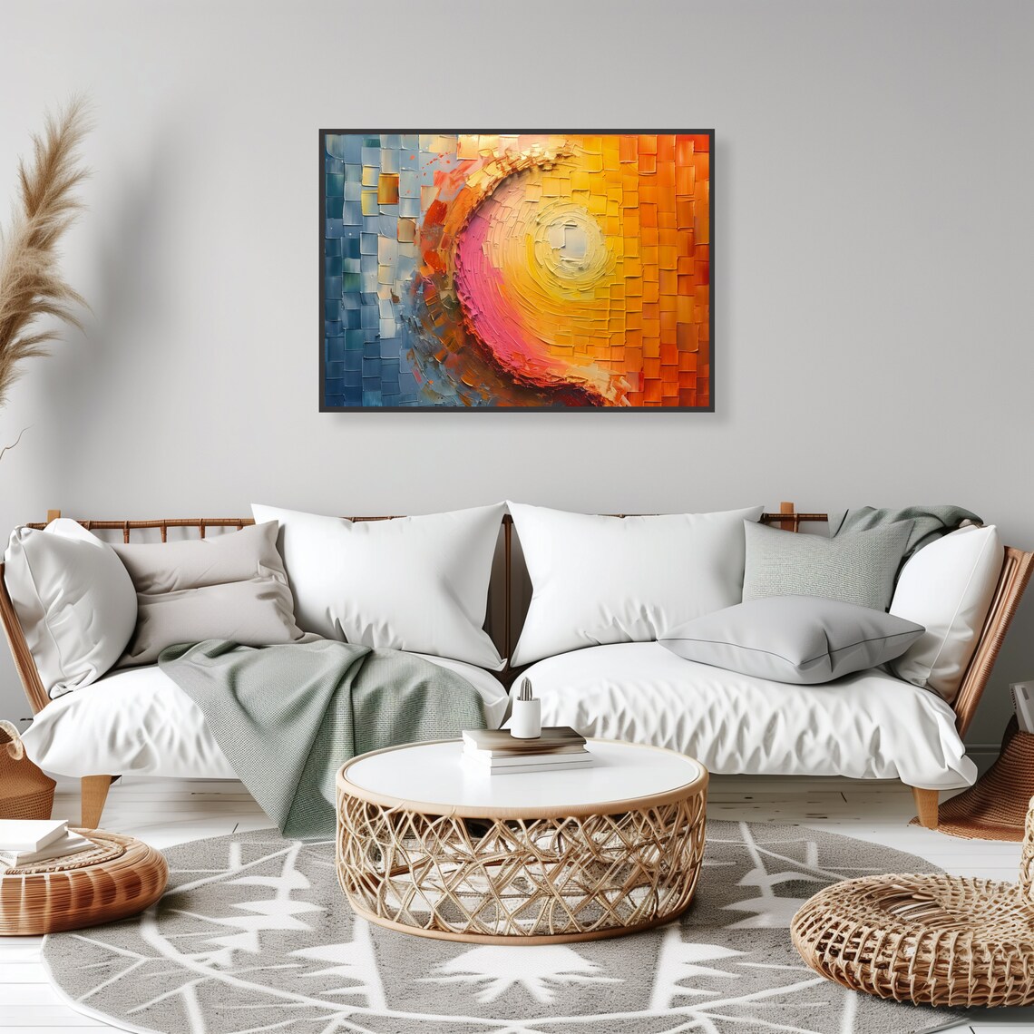 Yin Yang Symbol Mosaic Warm Cool Tones Spiritual Balance Art Poster - Image 2