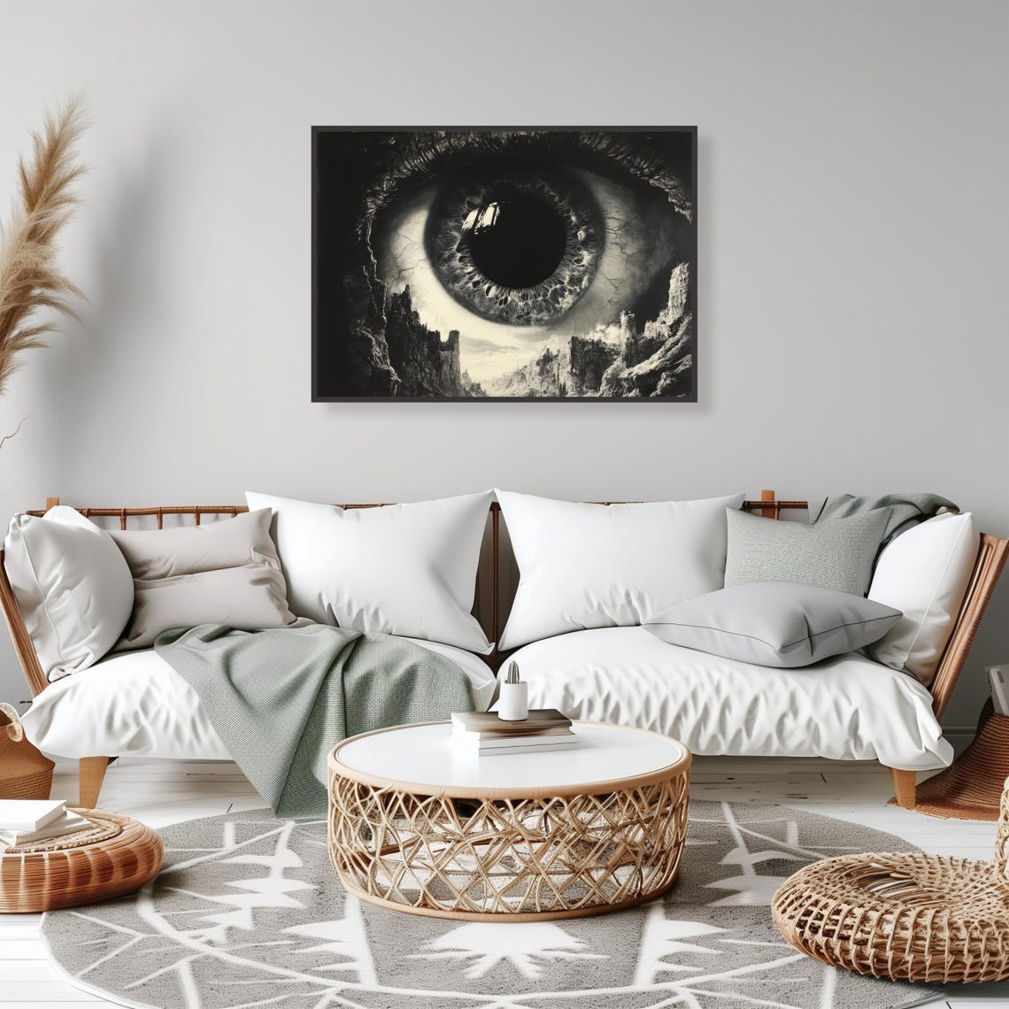 Surreal Monochrome Art Giant All Seeing Eye In Post Apocalyptic Landscape Museum Quality Print Available In Multiple Sizes - Image 5