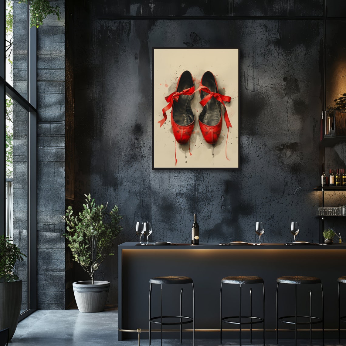 Red Ballet Shoes Wall Art Vibrant Dancer Poster Modern Dance Decor Unique Gift For Ballet Lovers - Image 3