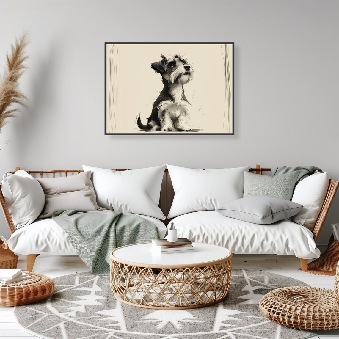 Schnauzer Puppy Monochrome Sketch Dog Lover Pet Lover Art Poster - Image 2