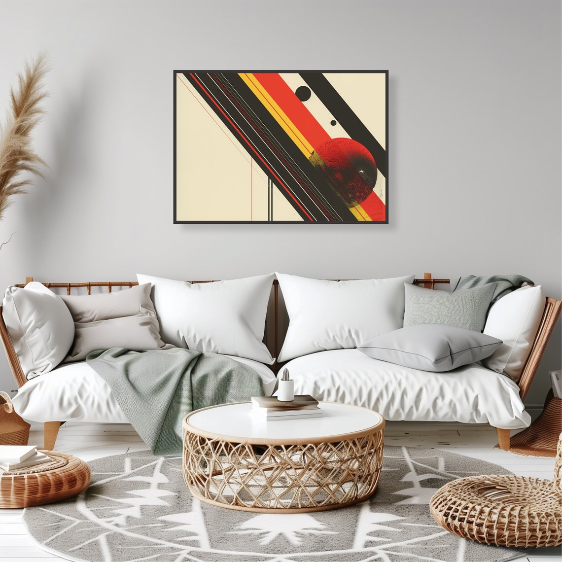 Constructivist Diagonal Stripes Red Yellow Black Abstract Poster - Image 2