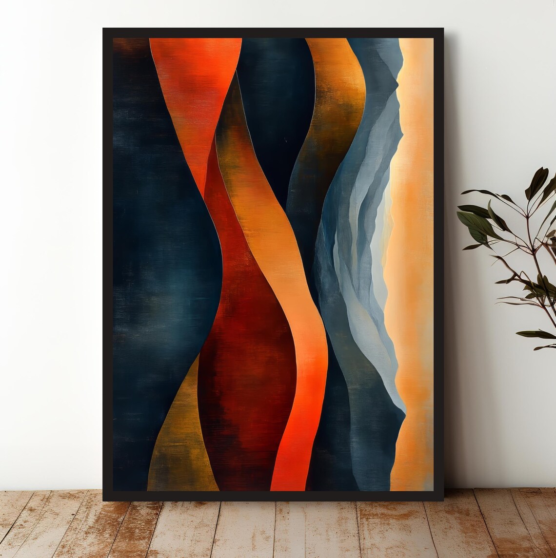 Colorful Abstract Sand Dunes, Modern Landscape Art Print
