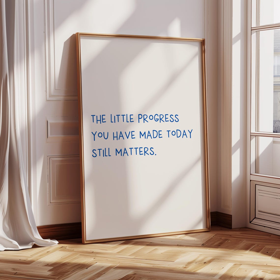 The Little Progress You Made Today Still Matters Blue Quote Poster - Image 2