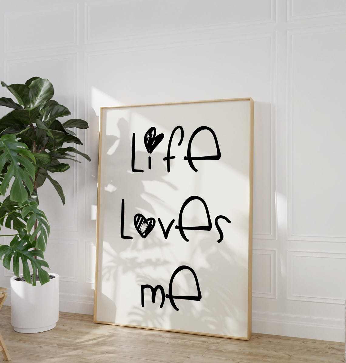 Life Loves Me Hand Lettered Heart Self Love Affirmation Wall Art - Image 3