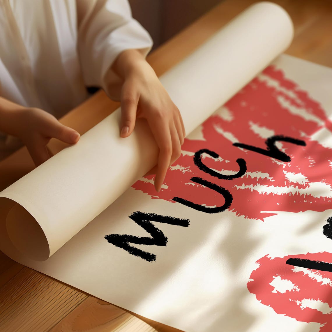 So Much Love Coral Hearts Hand Drawn Playful Affirmation Wall Art - Image 2