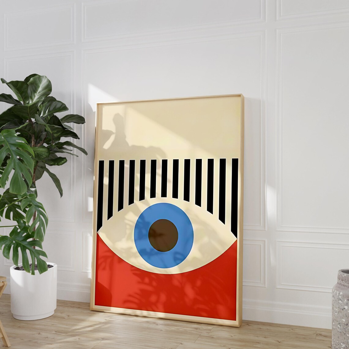 Minimalist Retro Bauhaus Evil Eye Geometric Abstract Wall Art - Image 3