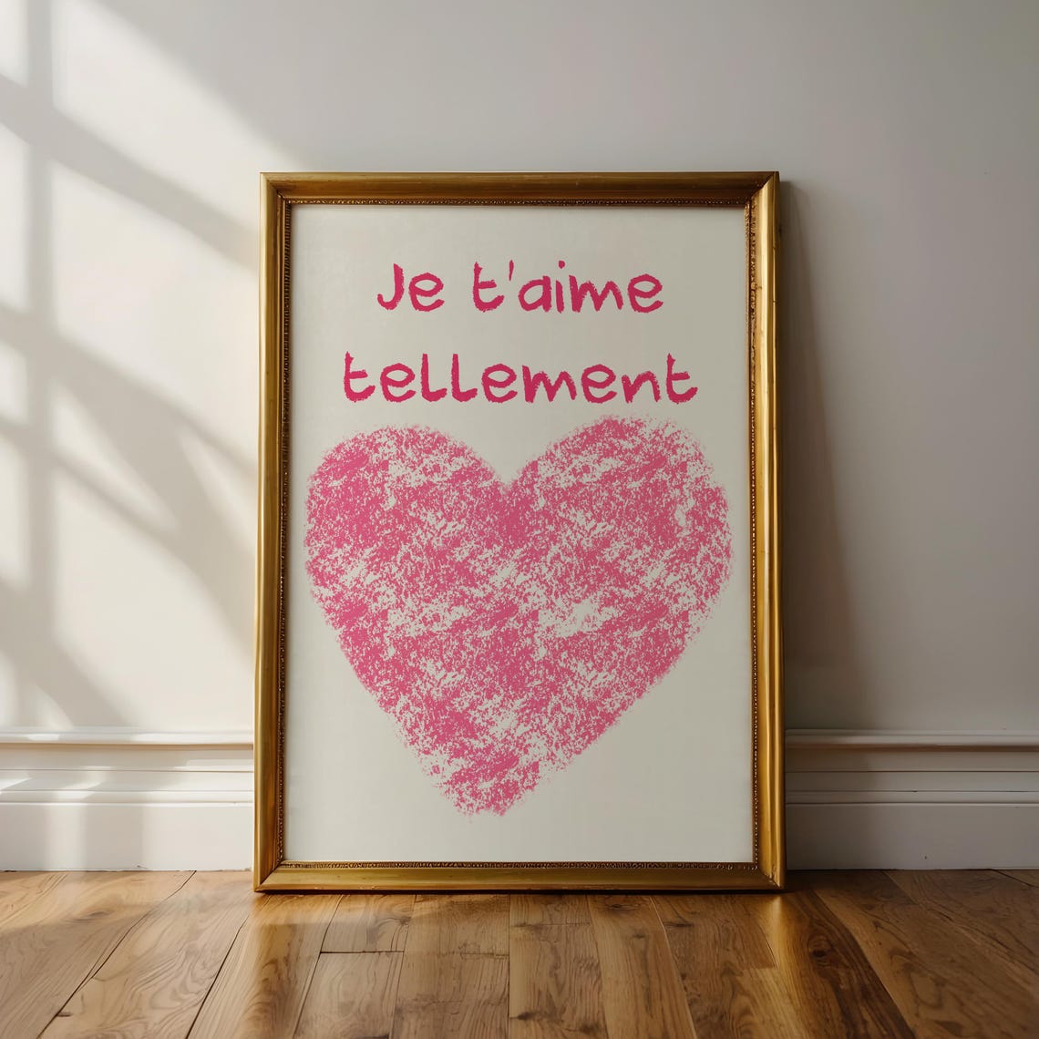 Je Taime Tellement Pink Heart French Love Quote Valentine Wall Art - Image 2