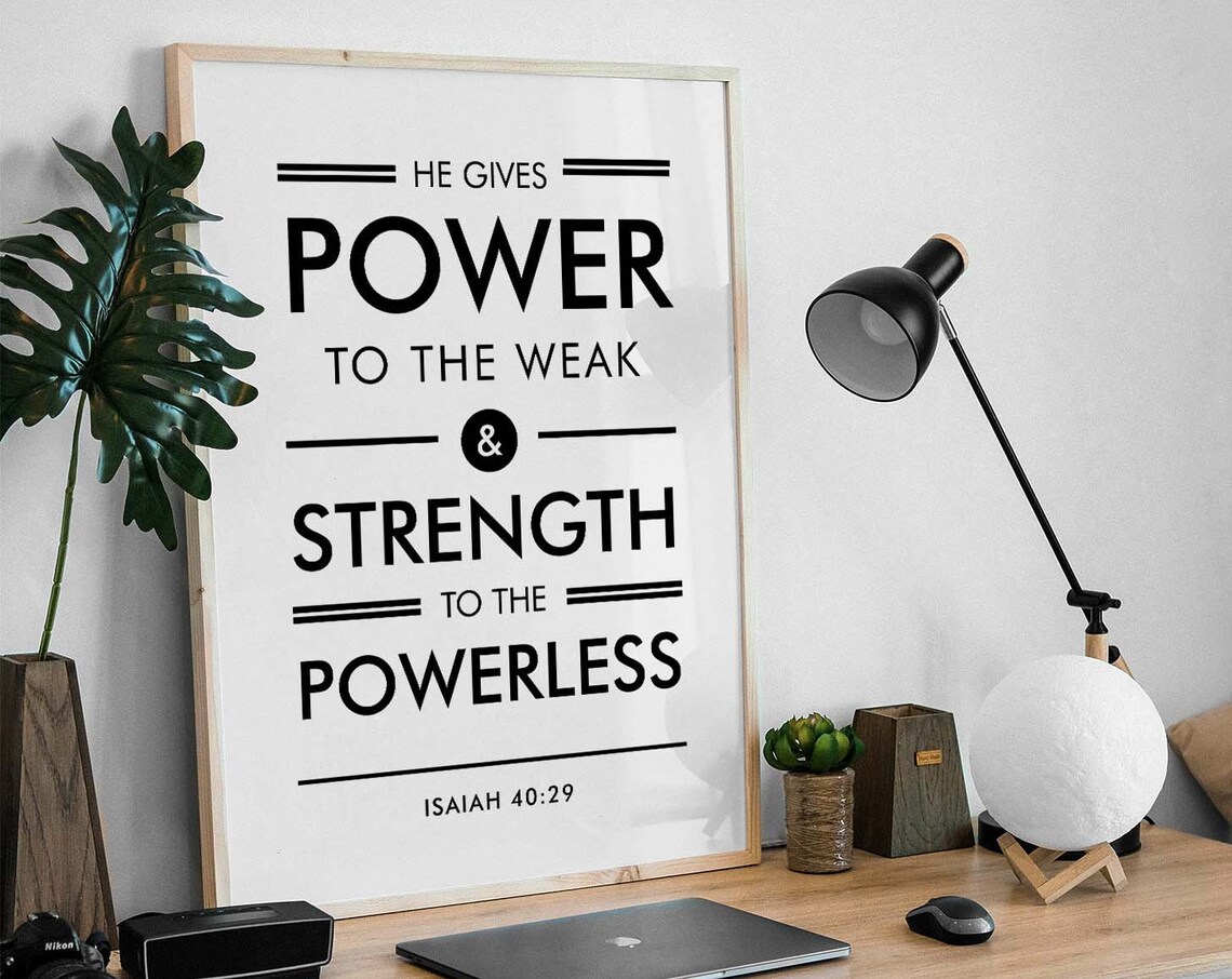 Isaiah 40:29 Bible Verse, Minimal Scripture Poster - Image 3