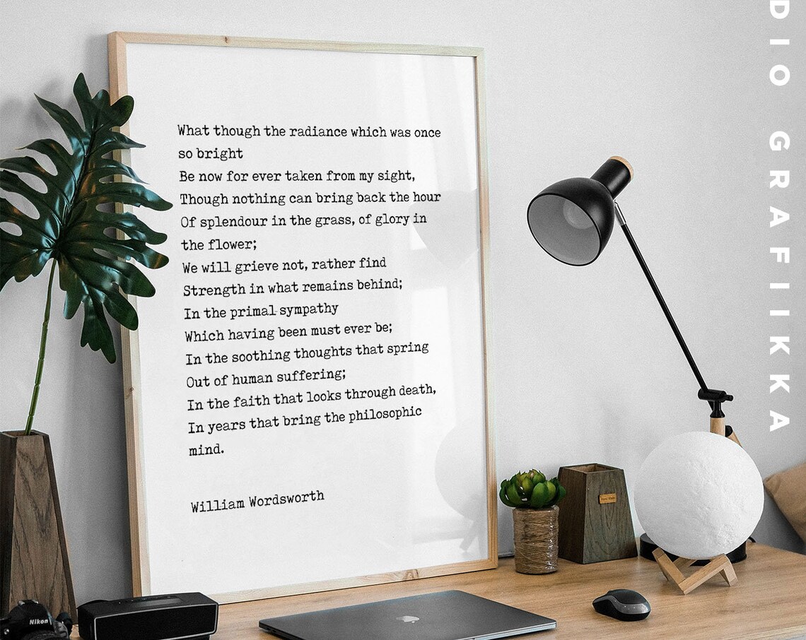 William Wordsworth Classic Poem Minimal Typewriter Style Wall Poster - Image 3
