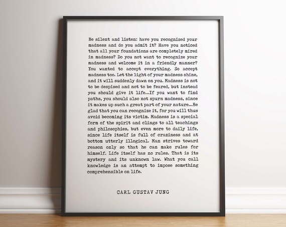 Carl Gustav Jung Be Silent And Listen Quote Minimalist Typewriter Poster