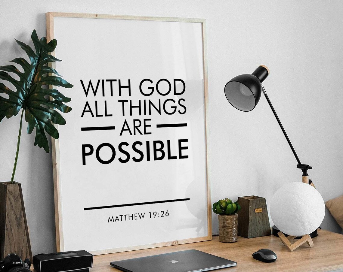 Matthew 19:26 With God All Things Are Possible Scripture Poster - Image 3