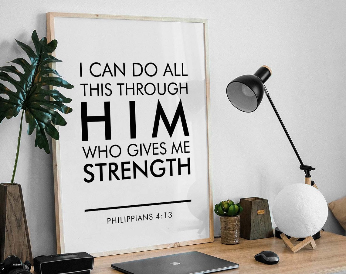 Philippians 413 Bible Verse Print Inspirational Poster Unframed Poster Modern Minimal Print Spiritual Scripture Christian Art - Image 3