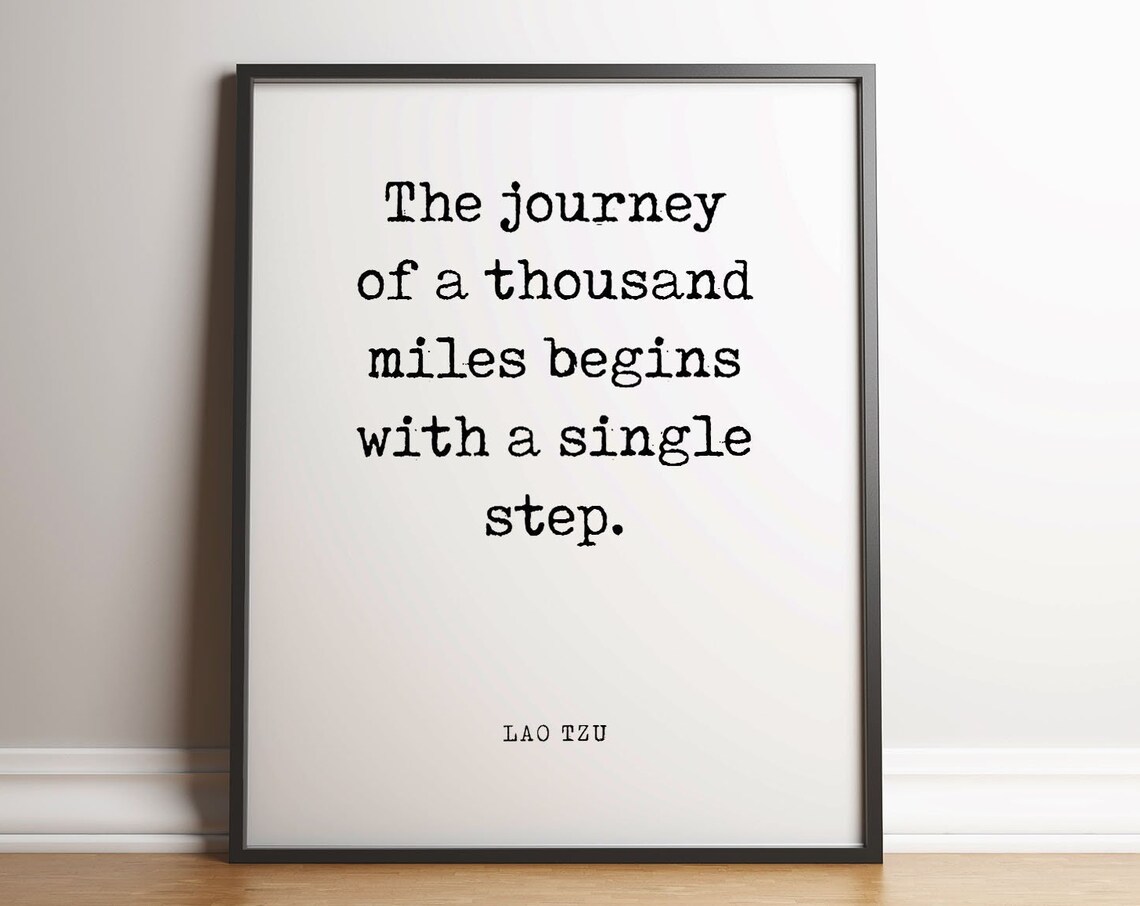 Lao Tzu The Journey of a Thousand Miles Begins Minimalist Quote Poster