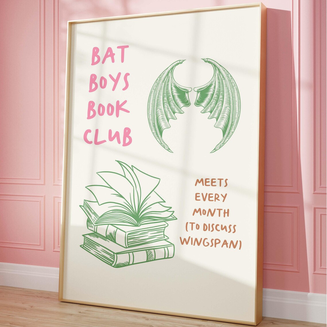 Bat Boys Book Club Green Wings Fantasy Romantasy Book Poster - Image 2